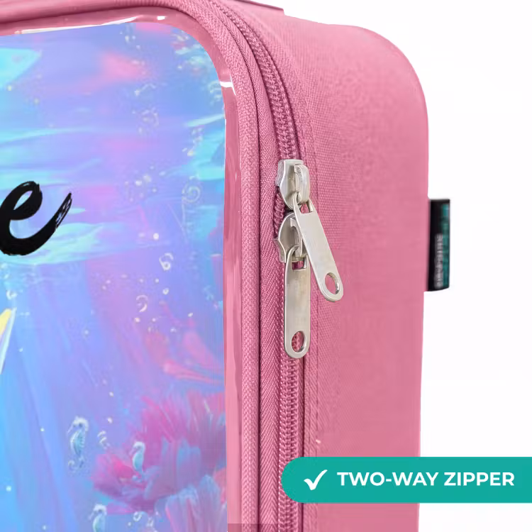 Children's suitcase with name - Pink - Mermaid - Coral - Water — 4