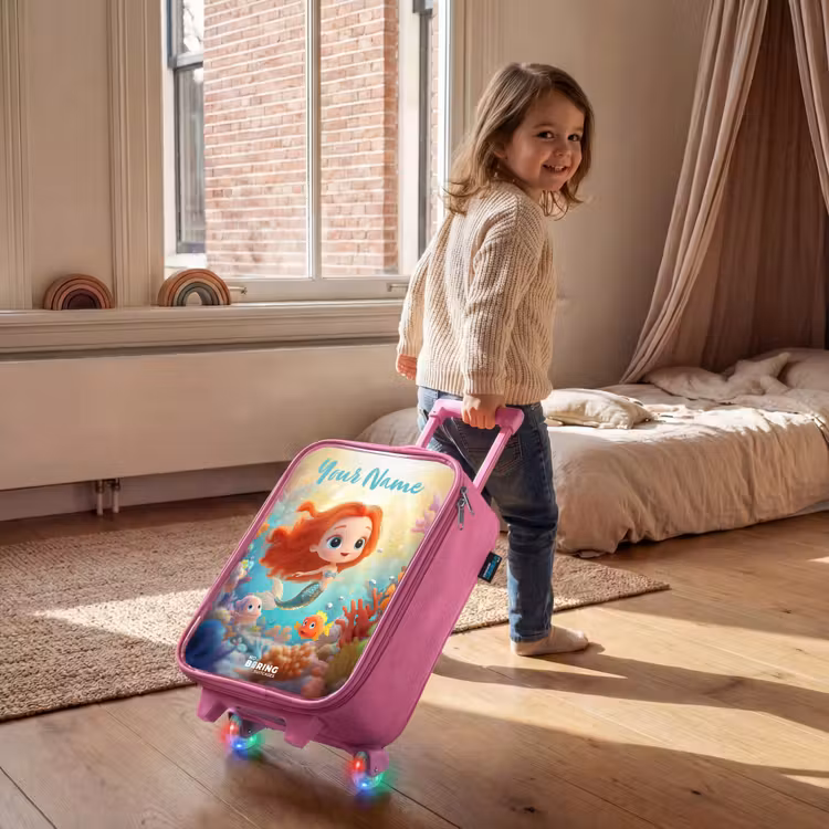 Children's suitcase with name - Pink - Mermaid - Fish - Coral — 2
