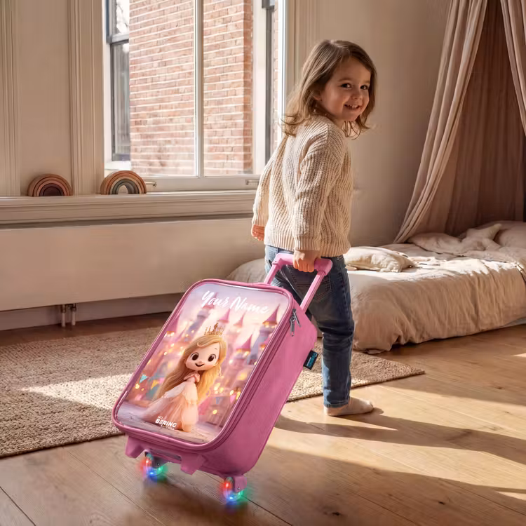 Children's suitcase with name - Pink - Princess - Pink - Castle — 2