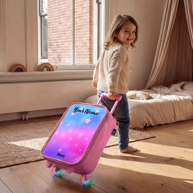 Children's suitcase with name - Pink - Stars - Pink - Blue — 2