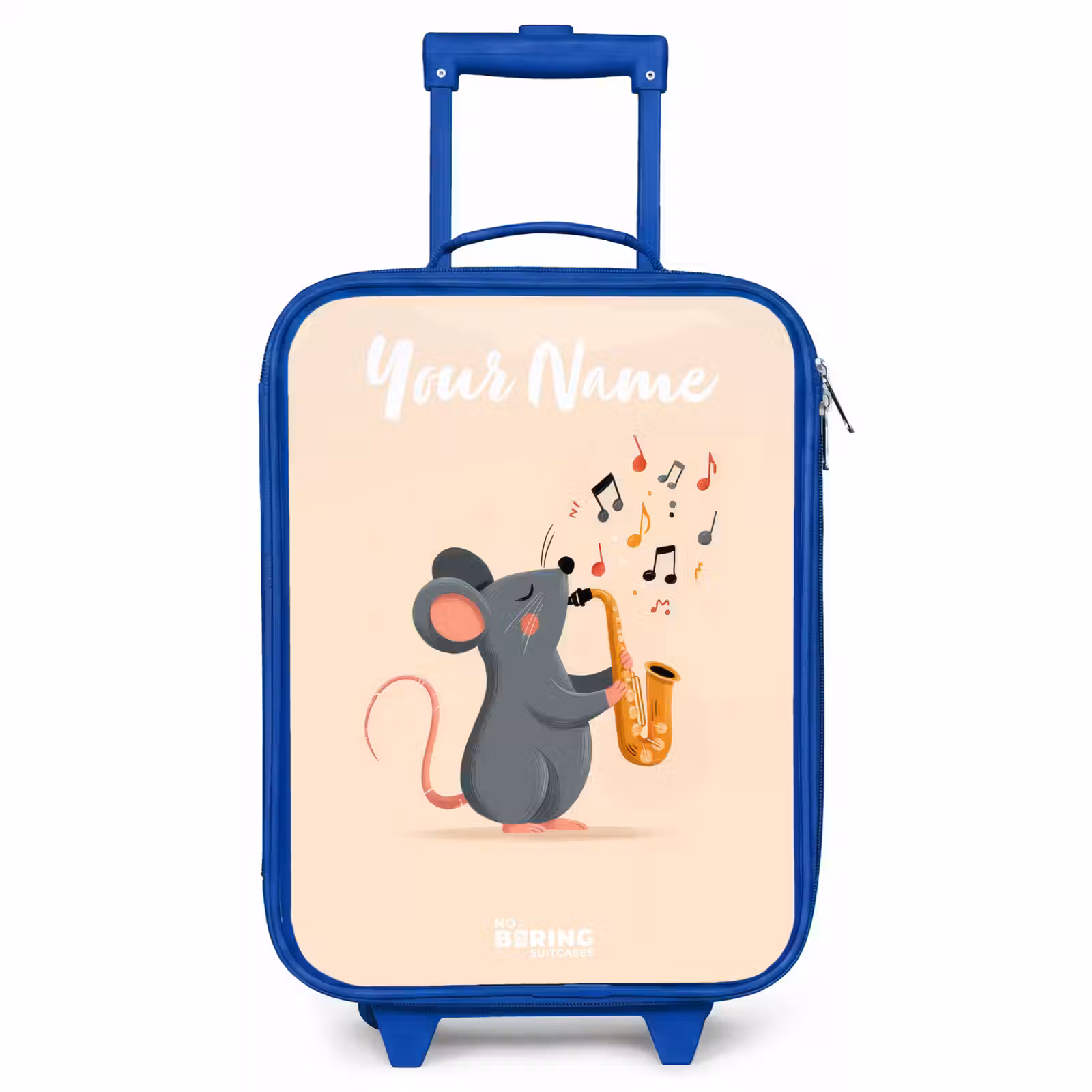Children's suitcase with name - Blue - Mouse - Saxophone - Music — 1