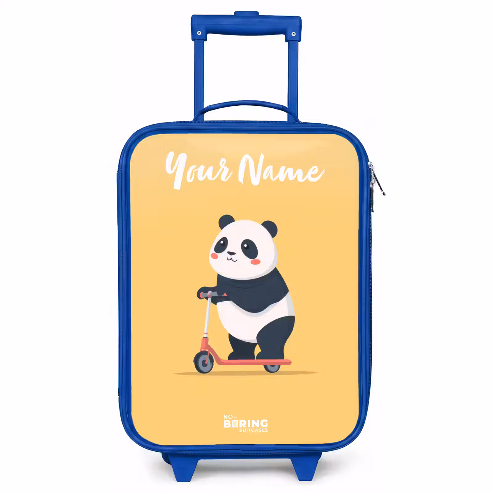 Children's suitcase with name - Blue - Panda - Step - Yellow — 1