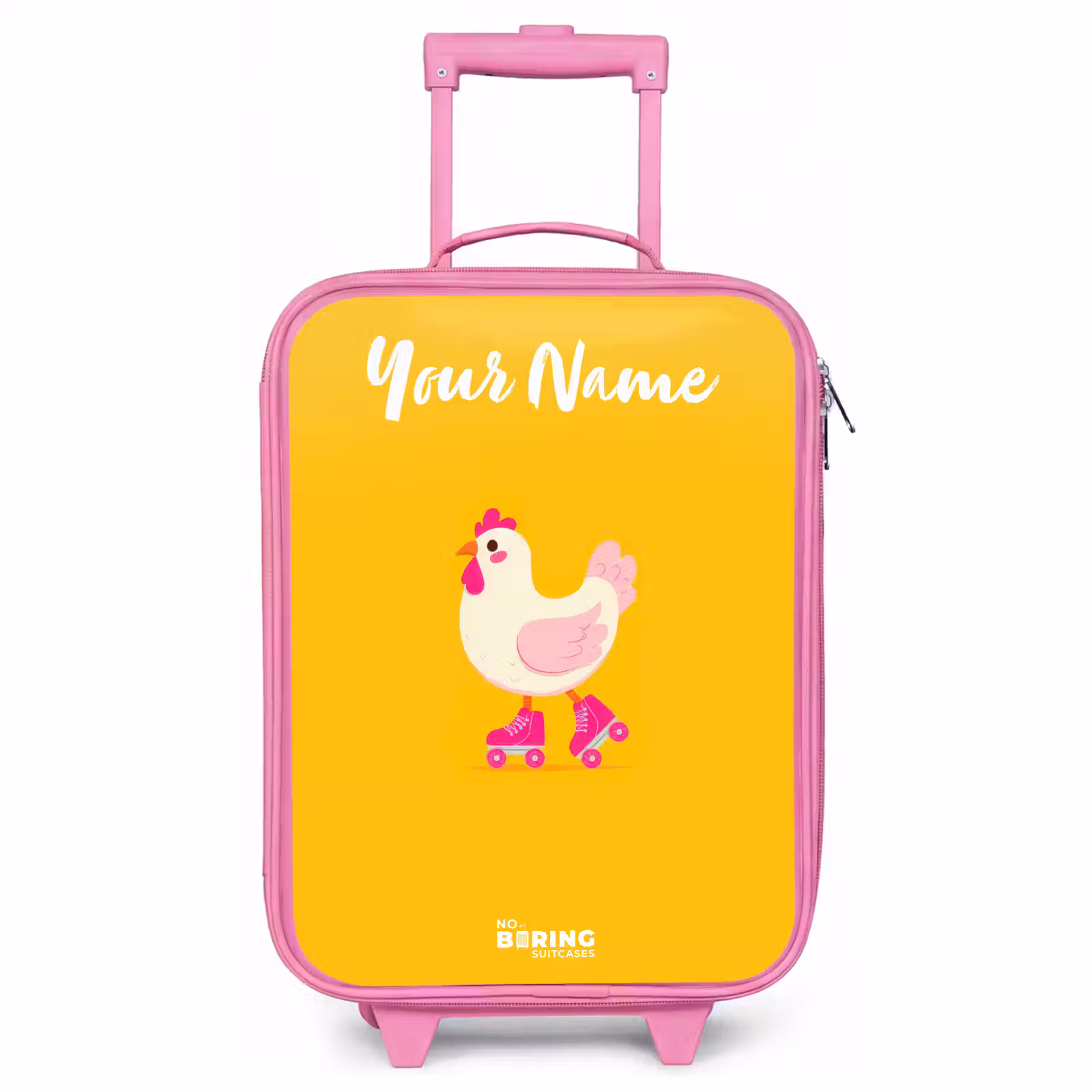 Children's suitcase with name - Pink - Kip - Roller skates - Yellow — 1