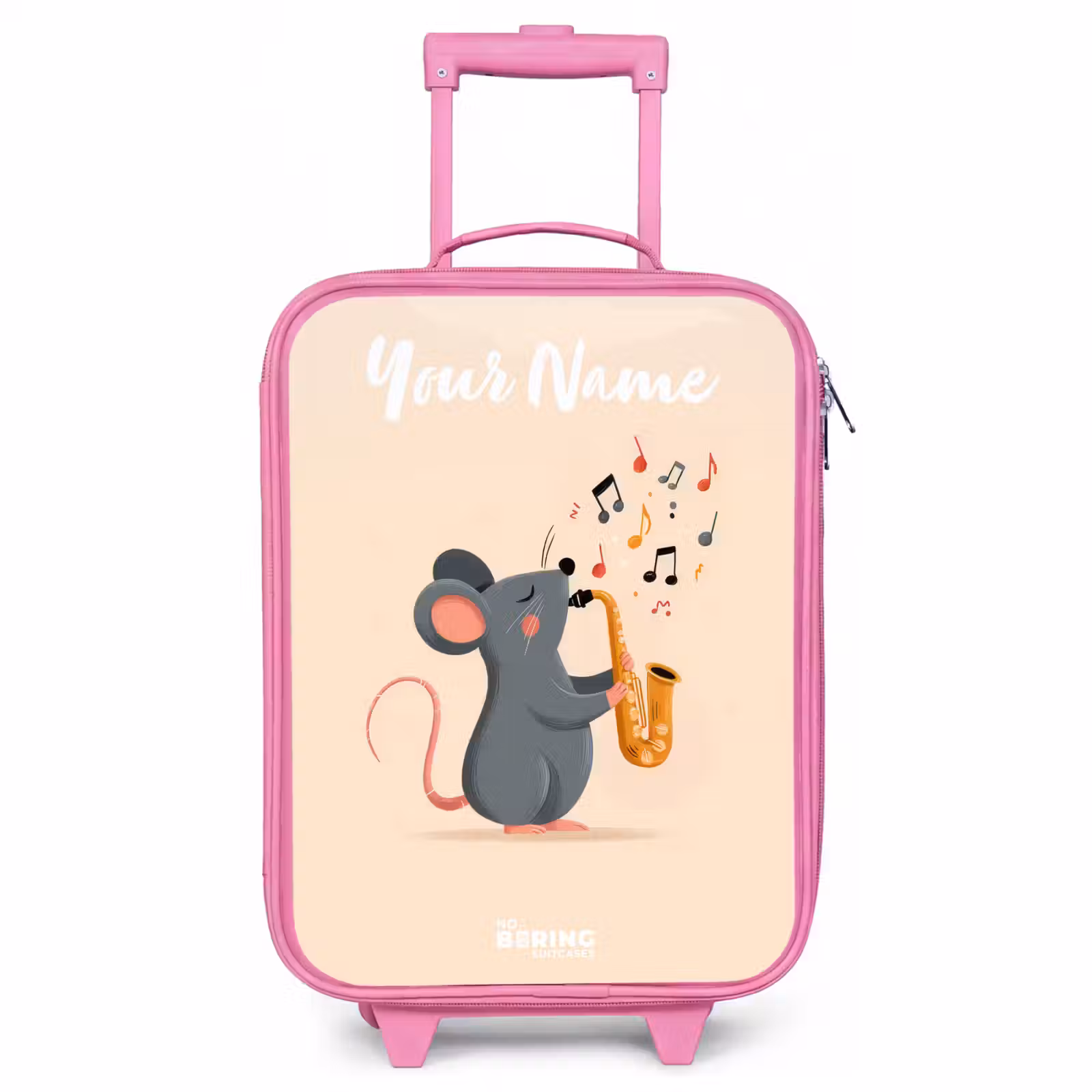 Children's suitcase with name - Pink - Mouse - Saxophone - Music — 1