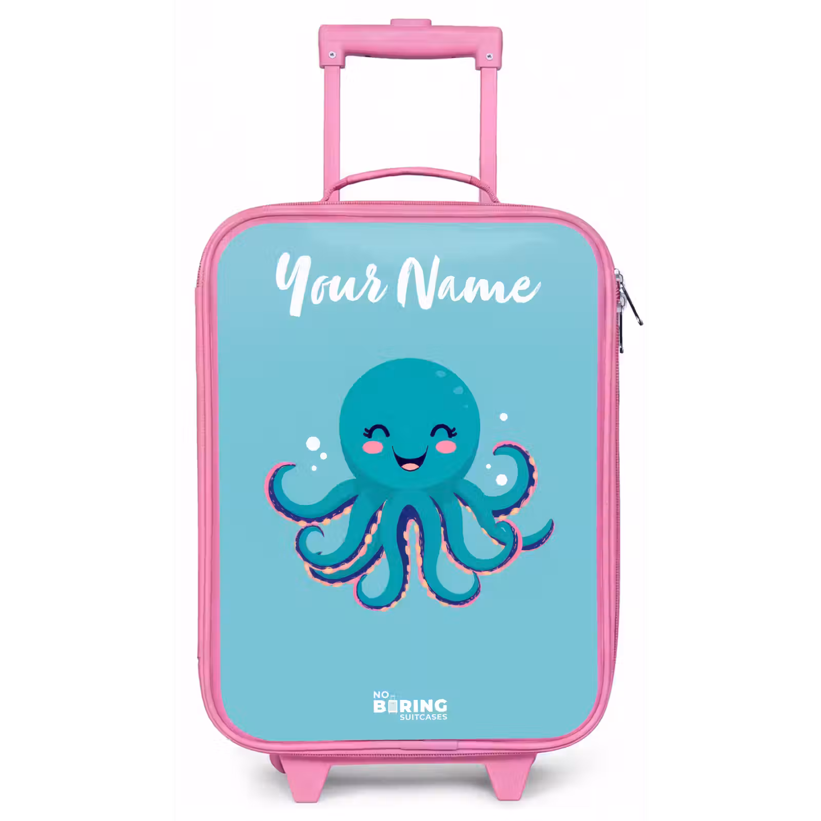 Children's suitcase with name - Pink - Octopus - Water - Blue — 1