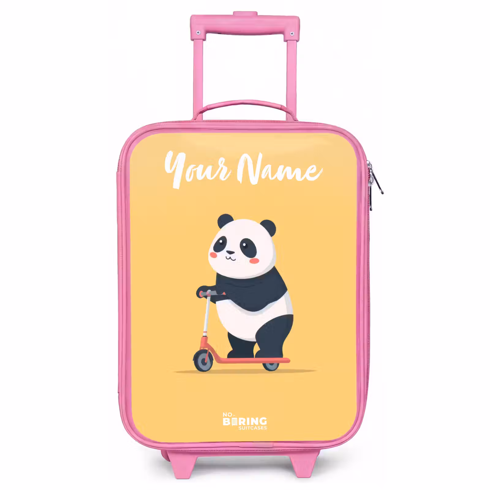 Children's suitcase with name - Pink - Panda - Step - Yellow — 1
