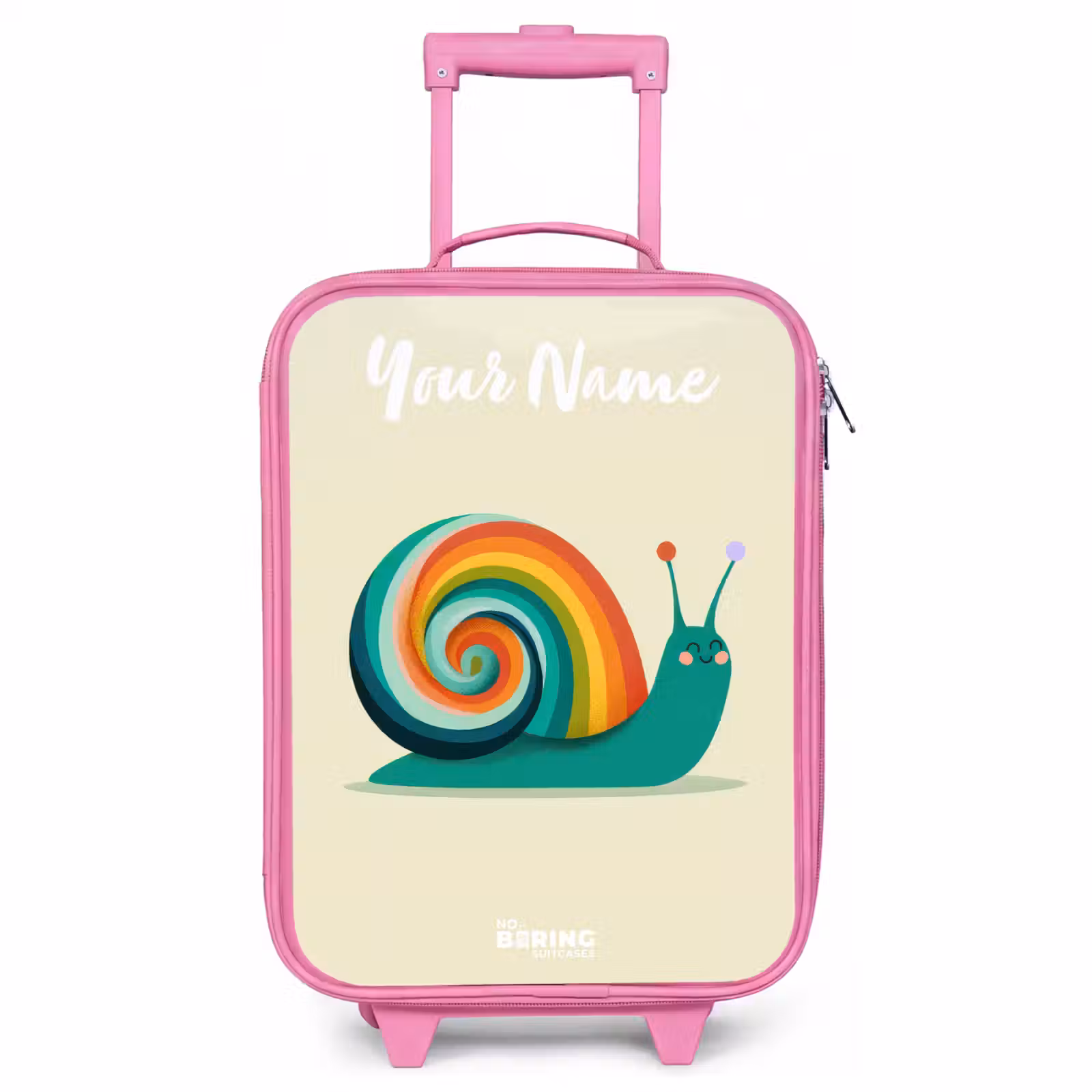 Children's suitcase with name - Pink - Snail - Rainbow - Colorful — 1