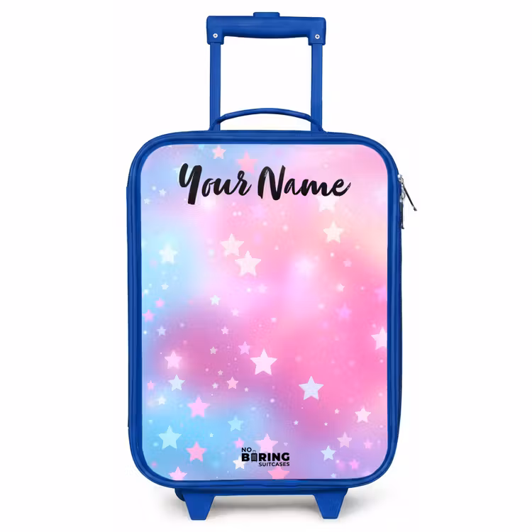 Children's suitcase with name - Blue - Stars - Pink - Blue — 1