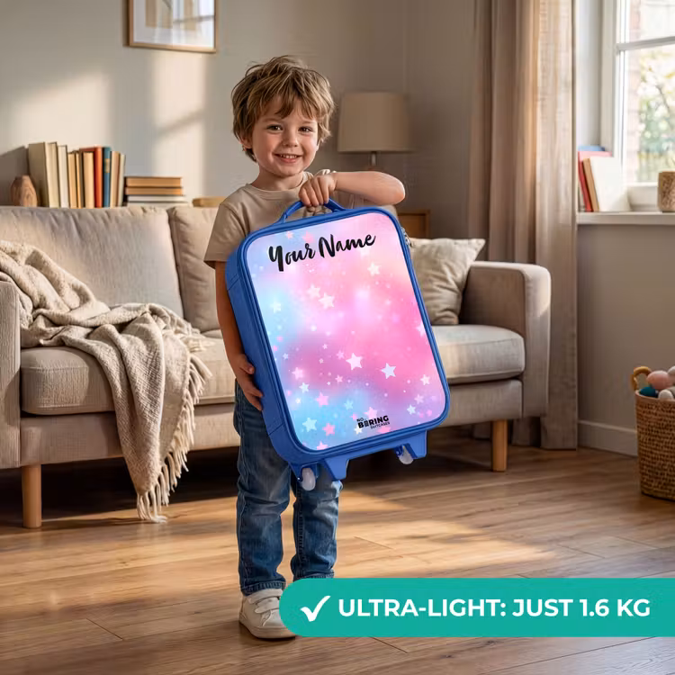 Children's suitcase with name - Blue - Stars - Pink - Blue — 3