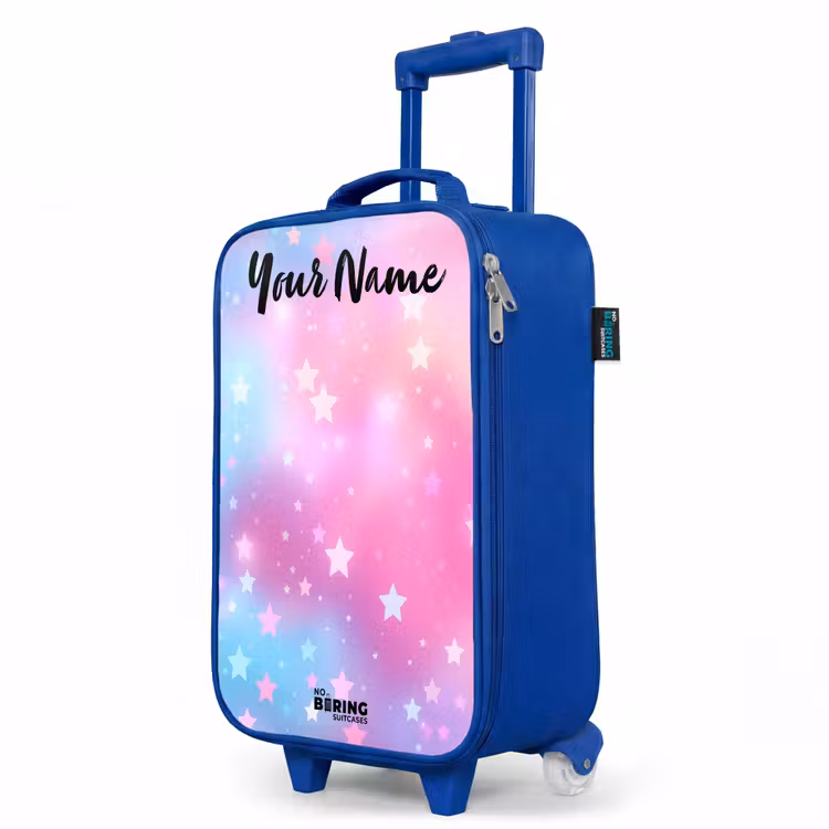Children's suitcase with name - Blue - Stars - Pink - Blue — 5