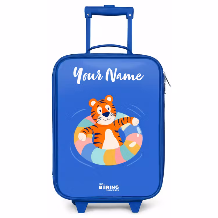 Children's suitcase with name - Blue - Tiger - Swimming Band - Water — 1