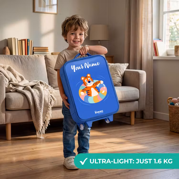 Children's suitcase with name - Blue - Tiger - Swimming Band - Water — 3