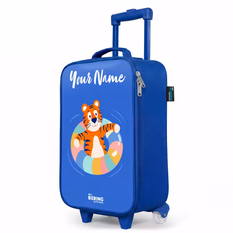 Children's suitcase with name - Blue - Tiger - Swimming Band - Water — 5