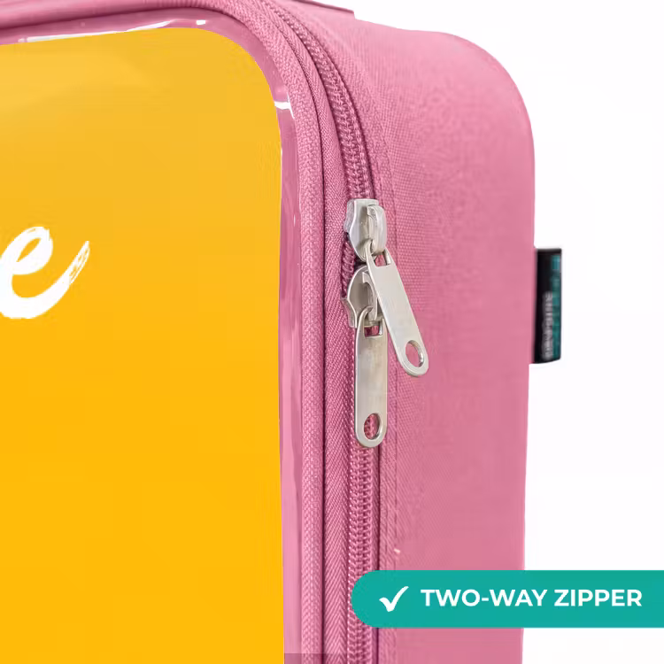 Children's suitcase with name - Pink - Hippo - Birds - Yellow — 4