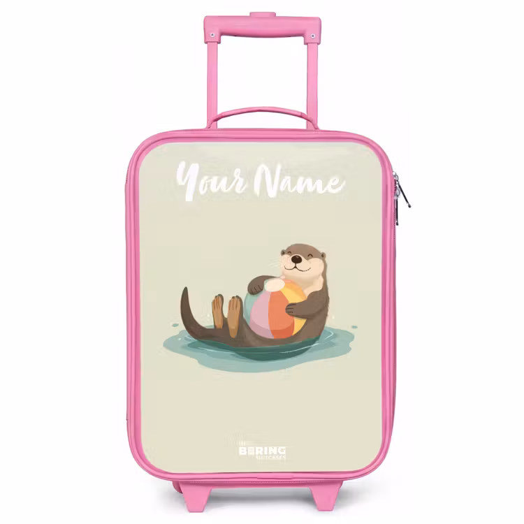 Children's suitcase with name - Pink - Otter - Beach Ball - Water — 1