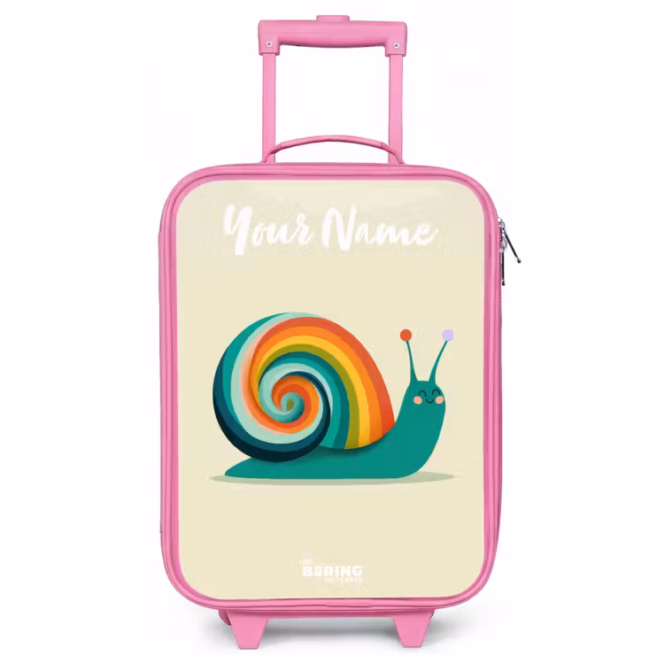 Children's suitcase with name - Pink - Snail - Rainbow - Colorful — 1