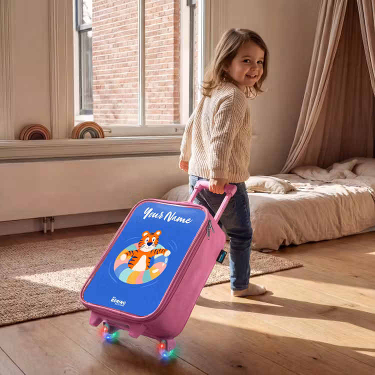 Children's suitcase with name - Pink - Tiger - Swimming Band - Water — 2