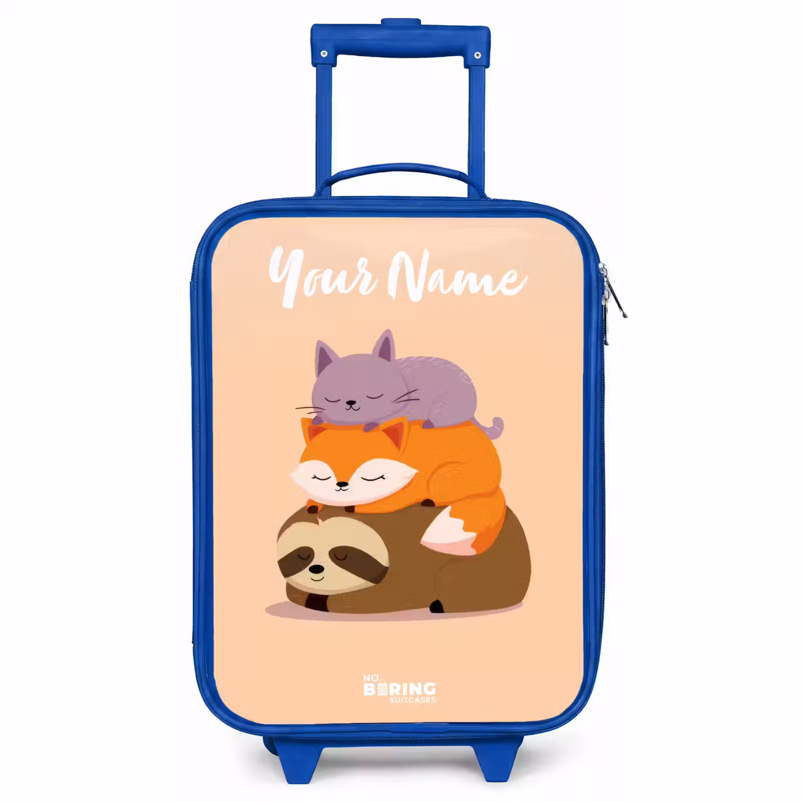 Children's suitcase with name - Blue - Animals - Sleep - Together — 1