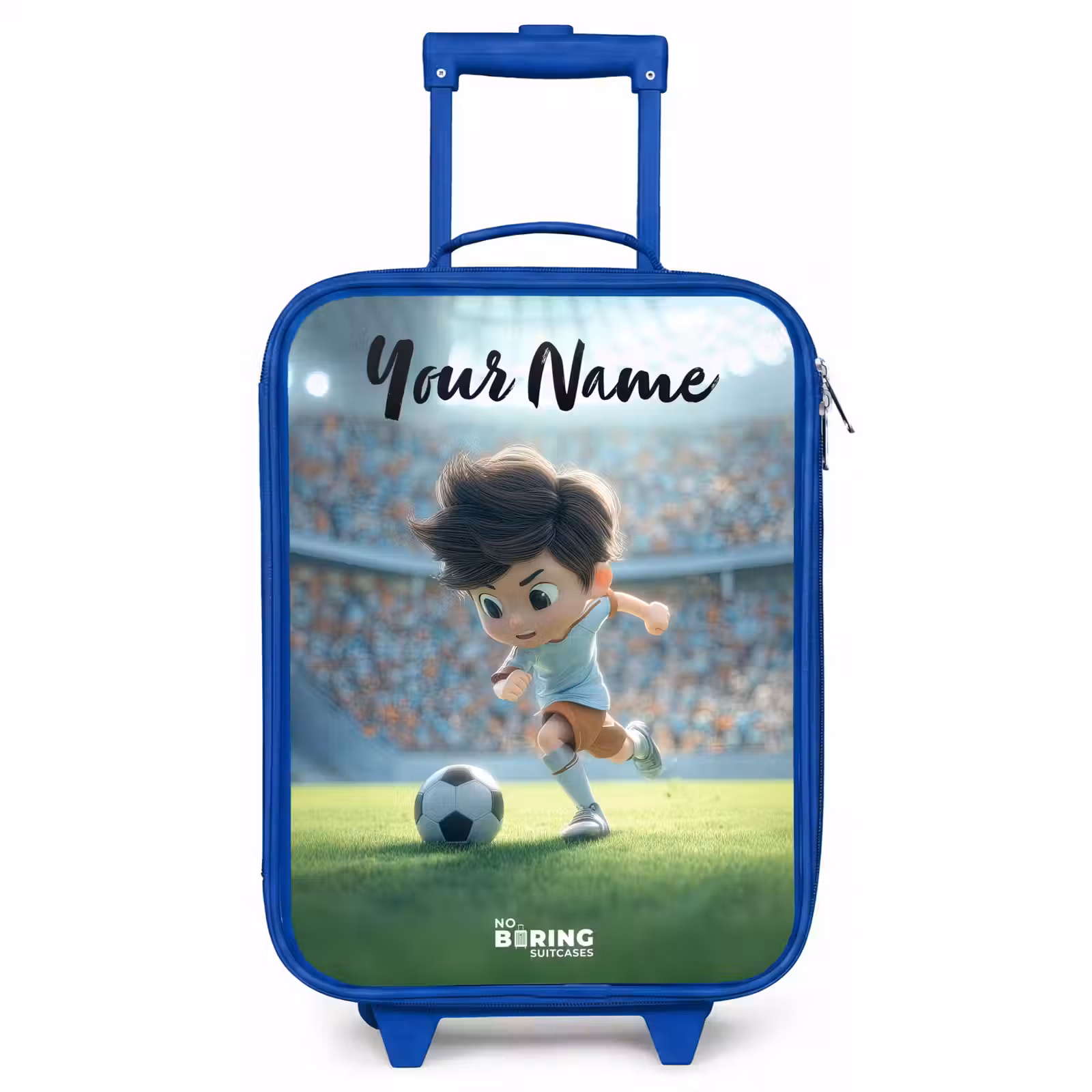Children's suitcase with name - Blue - Boy - Stadium - Soccer - Sunlight — 1