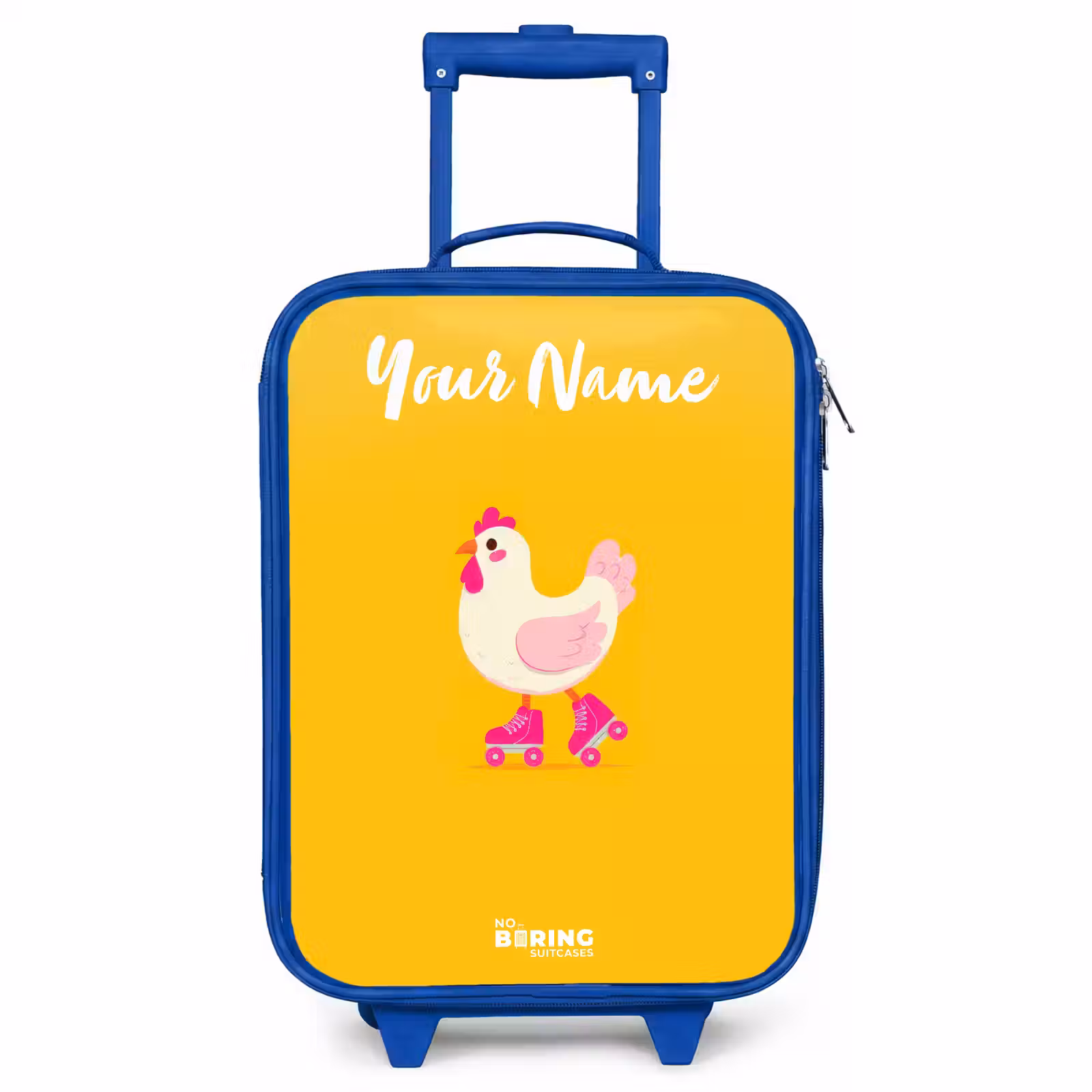 Children's suitcase with name - Blue - Kip - Roller skates - Yellow — 1