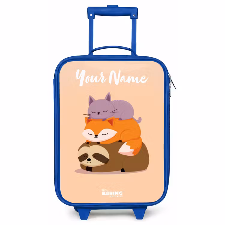 Children's suitcase with name - Blue - Animals - Sleep - Together — 1