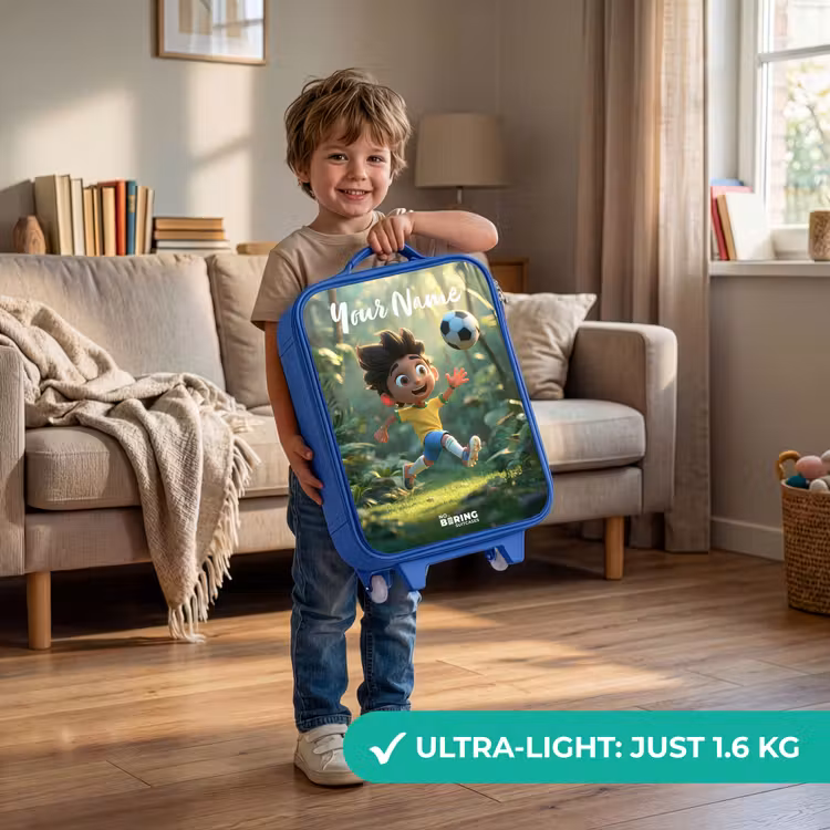 Children's suitcase with name - Blue - Boy - Football - Forest - Trees — 3