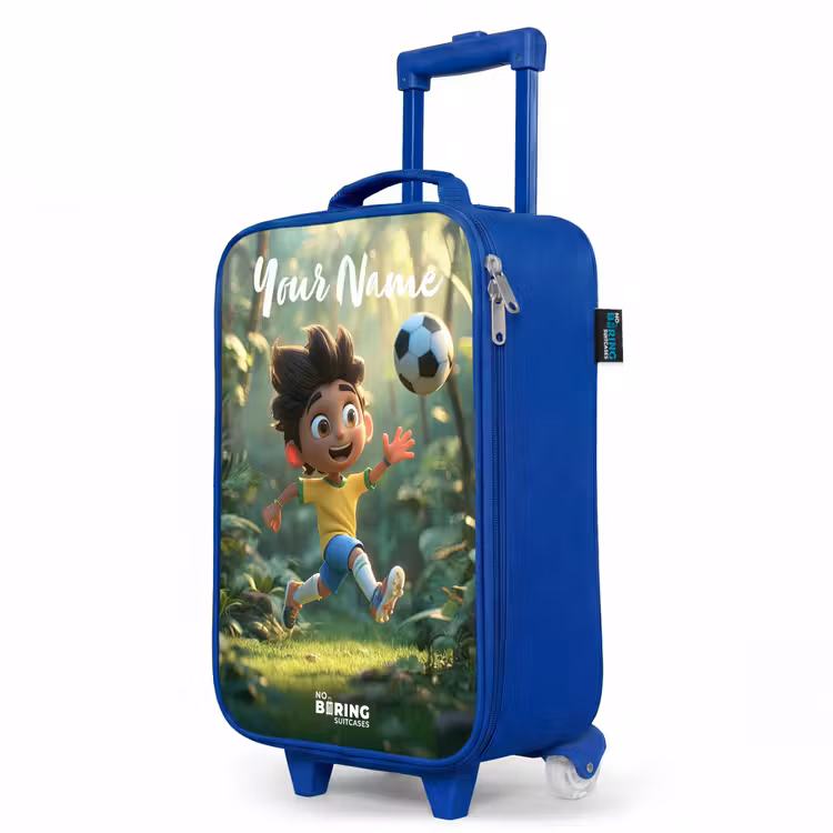 Children's suitcase with name - Blue - Boy - Football - Forest - Trees — 5