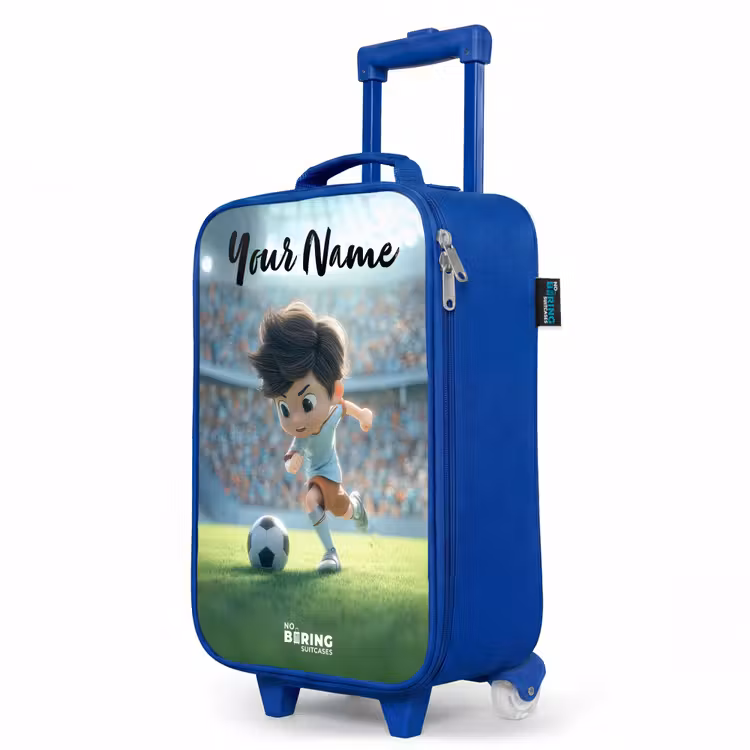 Children's suitcase with name - Blue - Boy - Stadium - Soccer - Sunlight — 5
