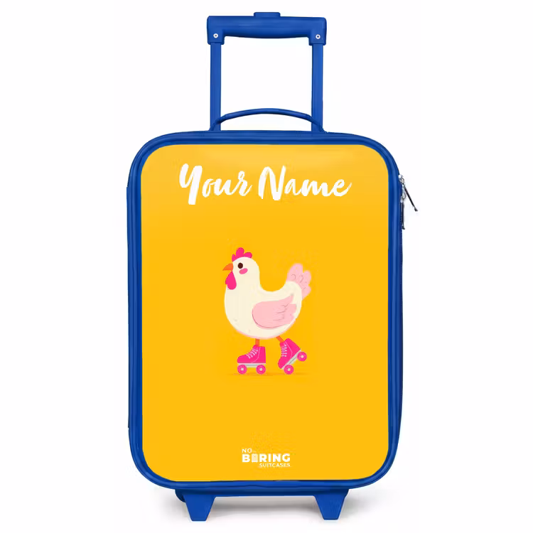 Children's suitcase with name - Blue - Kip - Roller skates - Yellow — 1