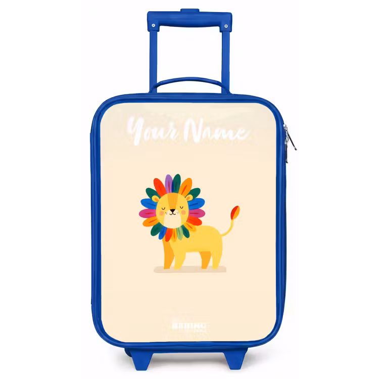 Children's suitcase with name - Blue - Lion - Mane - Colorful — 1