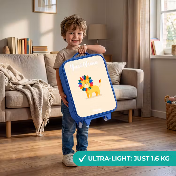 Children's suitcase with name - Blue - Lion - Mane - Colorful — 3