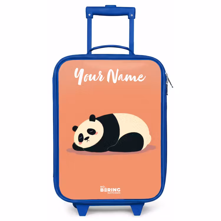 Children's suitcase with name - Blue - Panda - Sleeping - Orange — 1