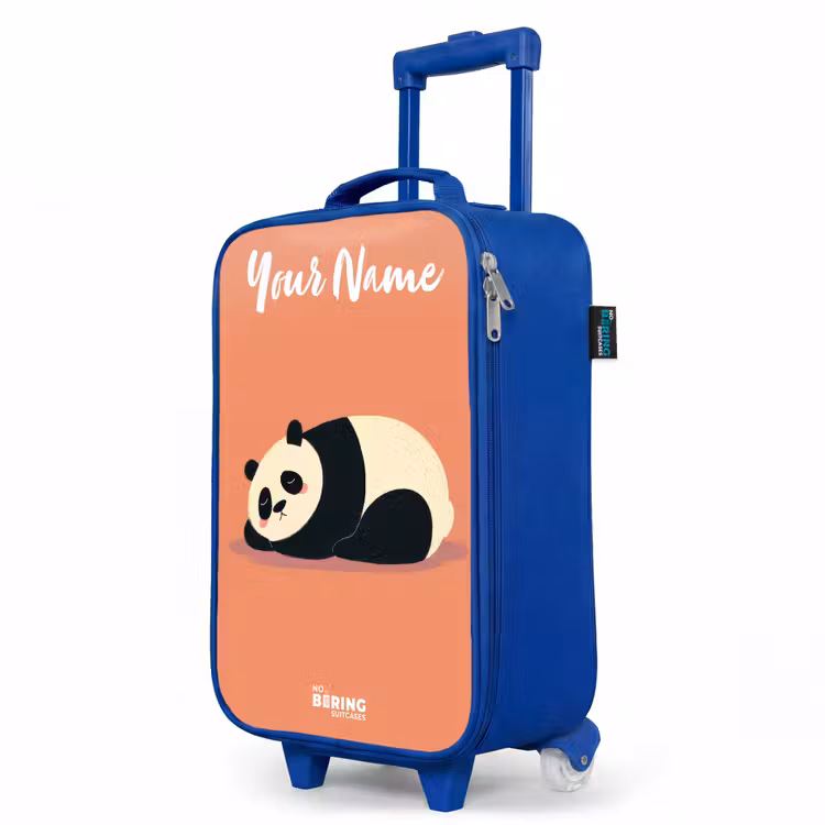 Children's suitcase with name - Blue - Panda - Sleeping - Orange — 5