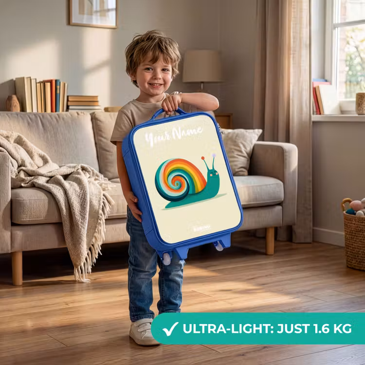 Children's suitcase with name - Blue - Snail - Rainbow - Colorful — 3