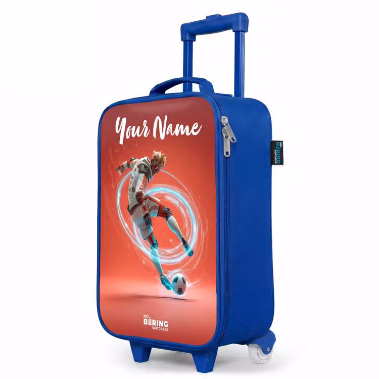 Children's suitcase with name - Blue - Soccer player - Ball - Light circle - Red — 5