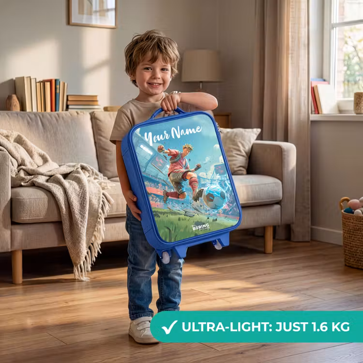 Children's suitcase with name - Blue - Stadium - Footballer - Ball - Electric — 3