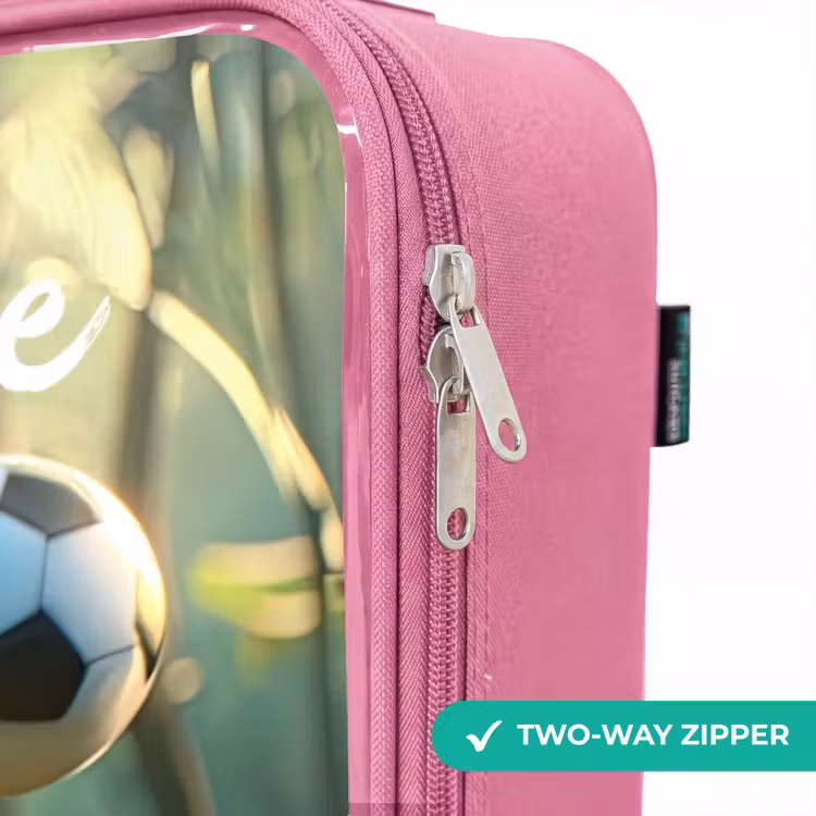 Children's suitcase with name - Pink - Boy - Football - Forest - Trees — 4