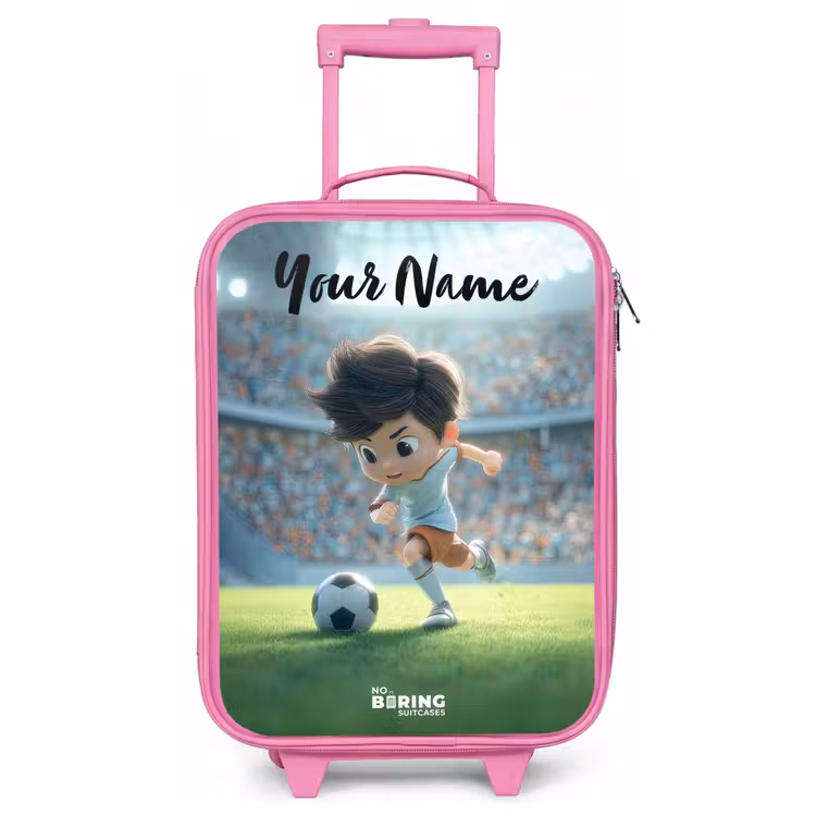 Children's suitcase with name - Pink - Boy - Stadium - Soccer - Sunlight — 1