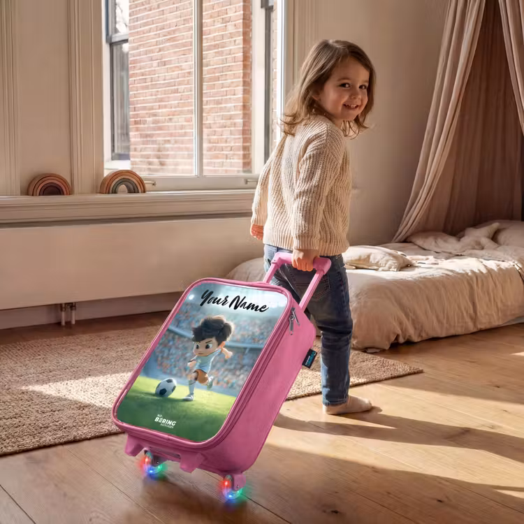 Children's suitcase with name - Pink - Boy - Stadium - Soccer - Sunlight — 2