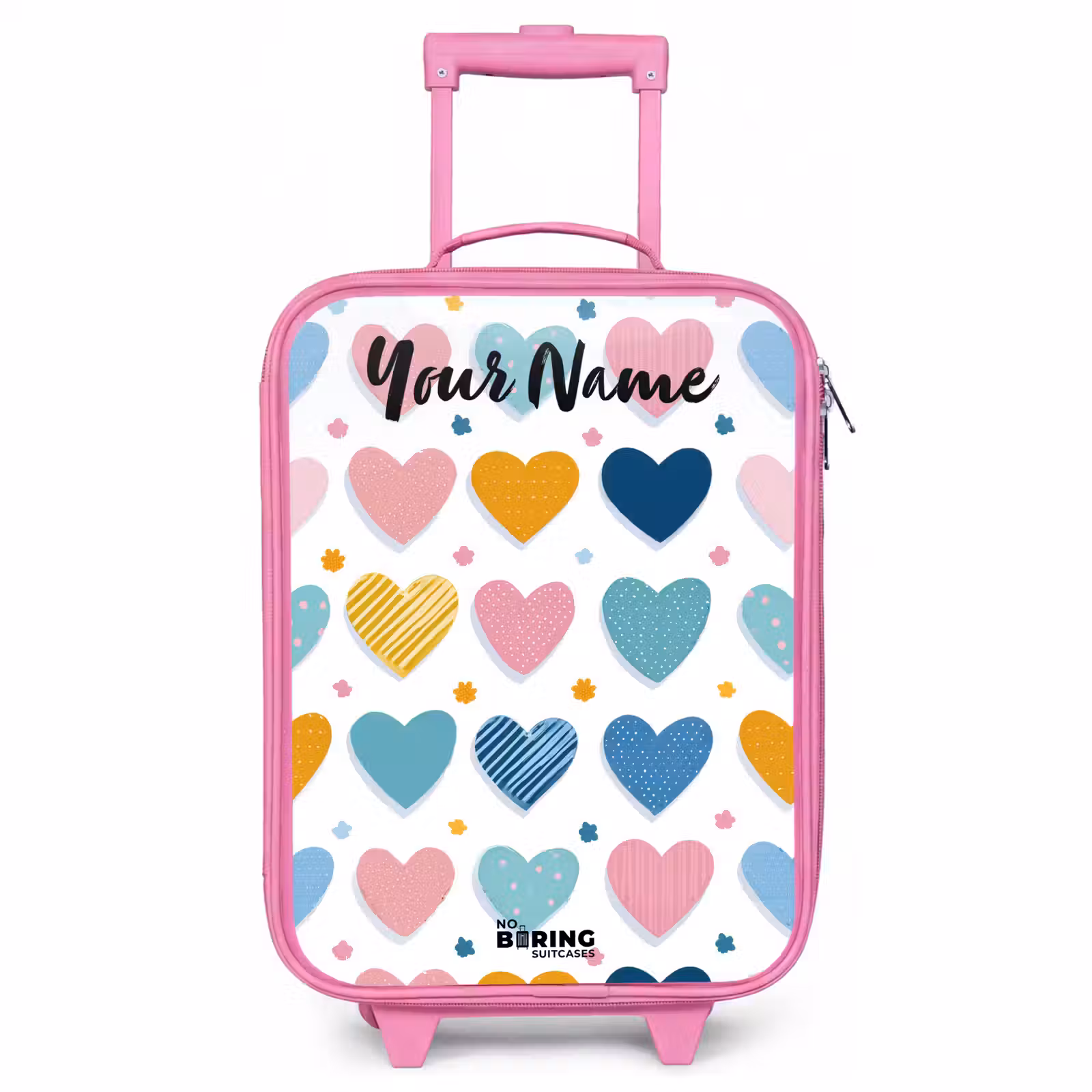 Children's suitcase with name - Pink - Hearts - Pastel - Pattern — 1