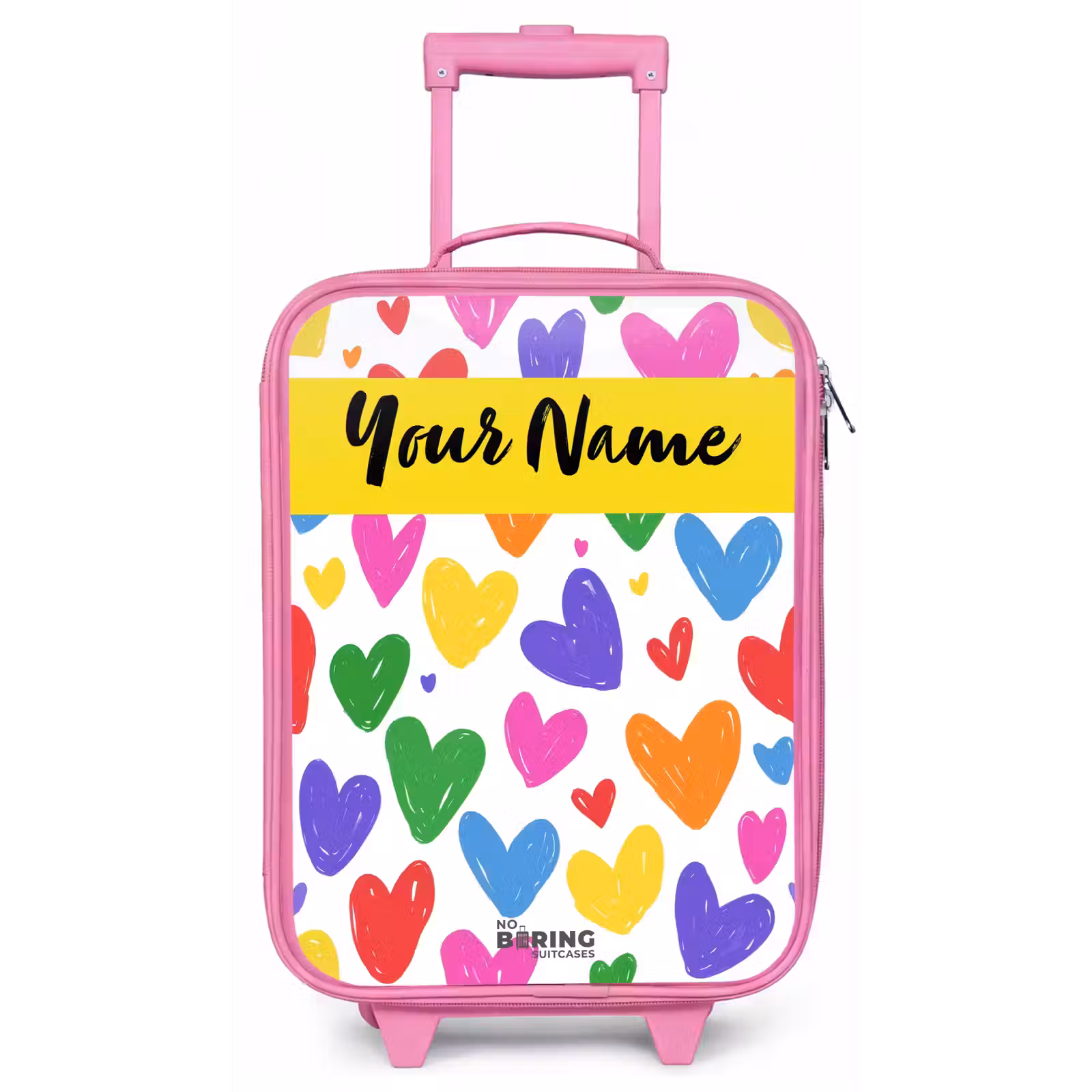 Children's suitcase with name - Pink - Hearts - Pattern - Colorful — 1