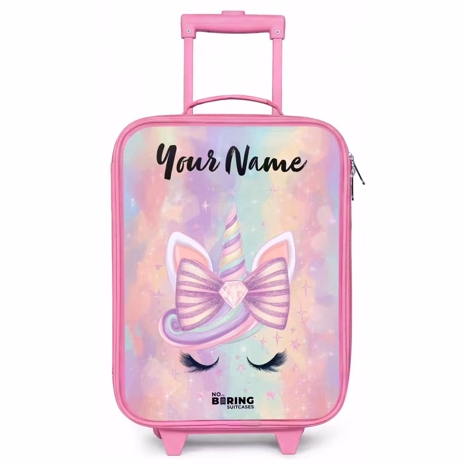 Children's suitcase with name - Pink - Unicorn - Glitter - Rainbow - Pastel — 1