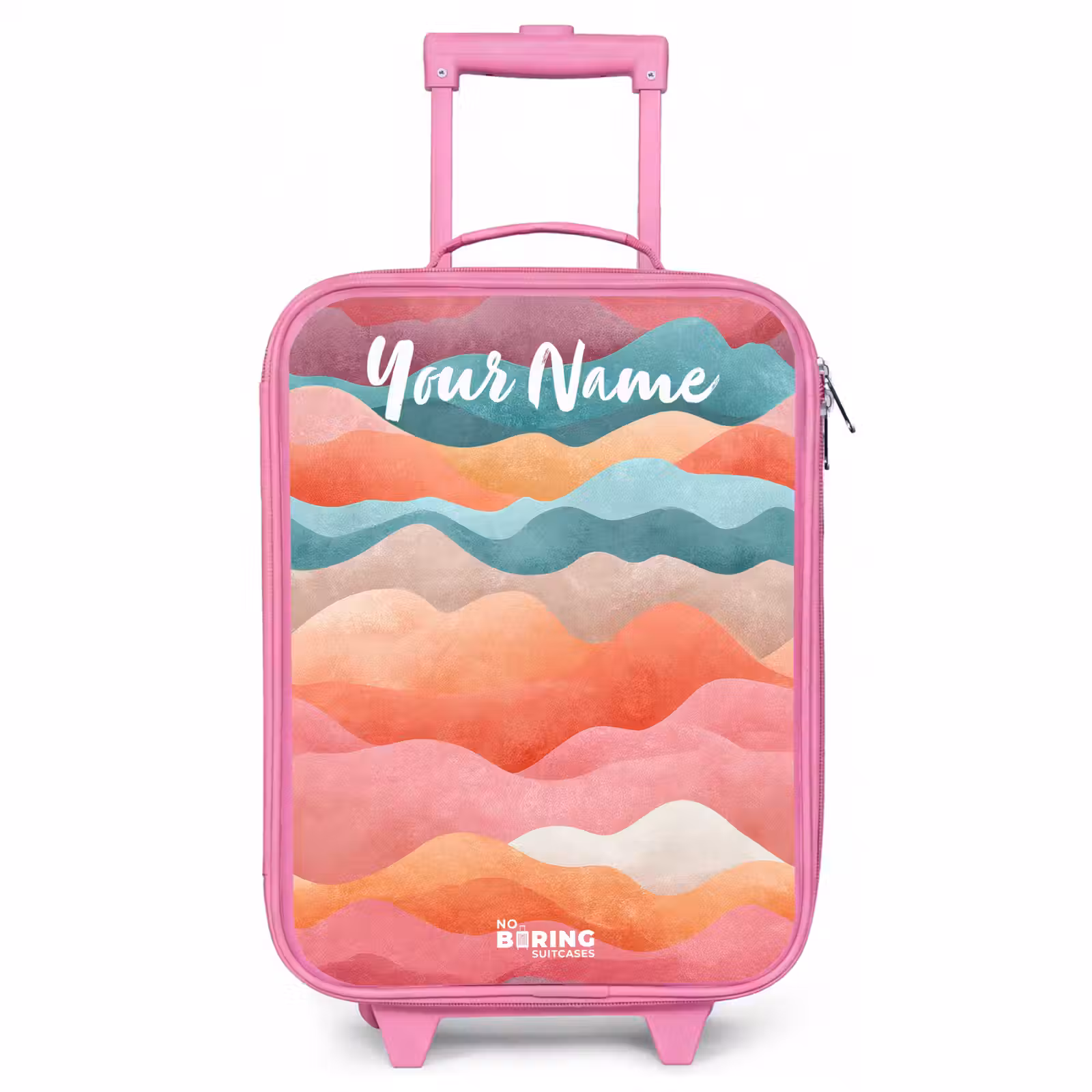 Children's suitcase with name - Pink - Waves - Colorful - Abstract — 1