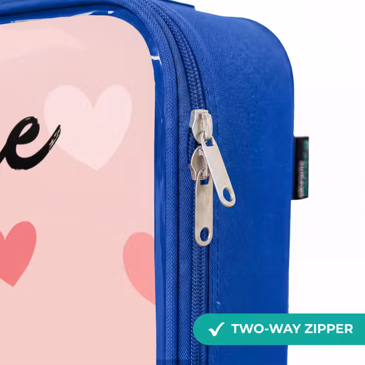 Children's suitcase with name - Blue - Hearts - Pattern - Pink — 6