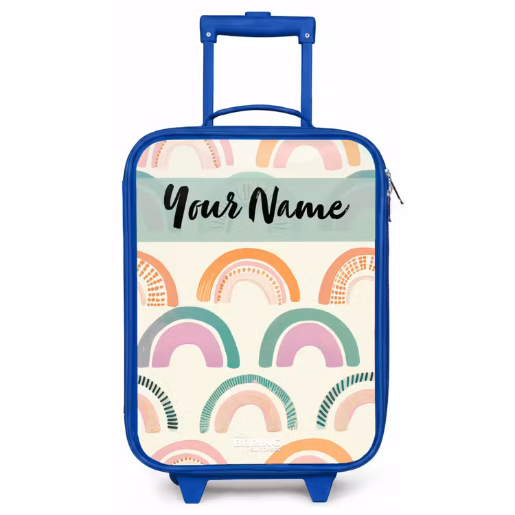 Children's suitcase with name - Blue - Rainbow - Pastel - Pattern — 1