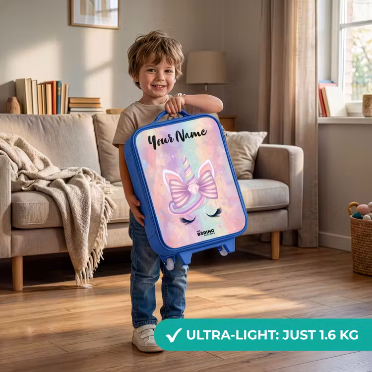 Children's suitcase with name - Blue - Unicorn - Glitter - Rainbow - Pastel — 3