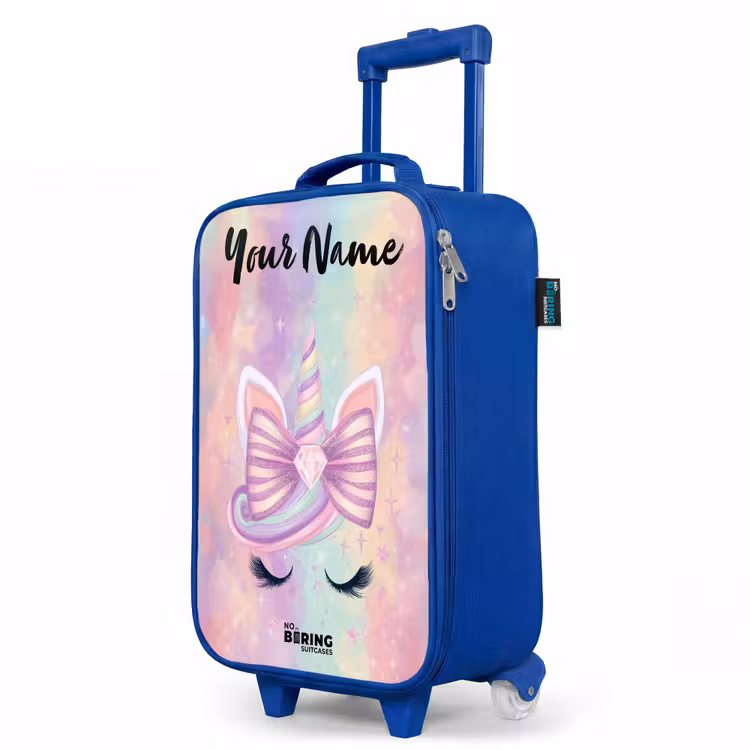 Children's suitcase with name - Blue - Unicorn - Glitter - Rainbow - Pastel — 5