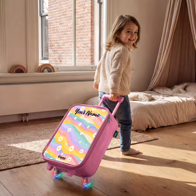 Children's suitcase with name - Pink - Daisies - Colorful - Pastel — 2