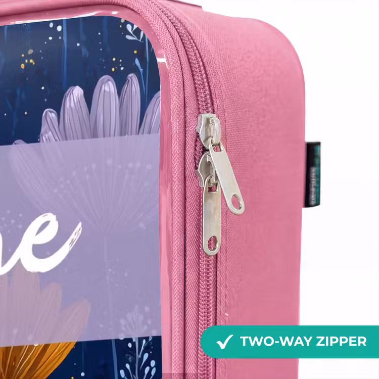 Children's suitcase with name - Pink - Flowers - Pattern - Blue — 4