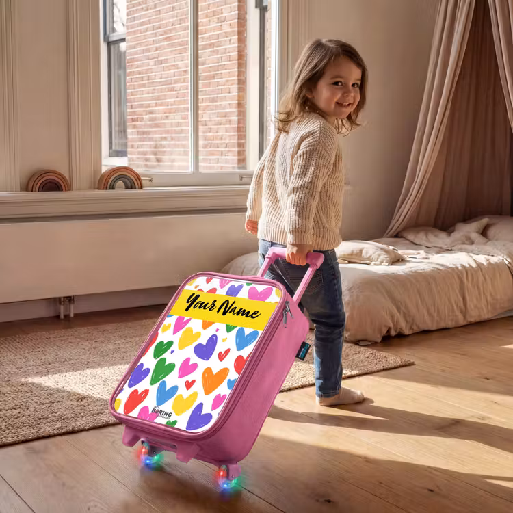 Children's suitcase with name - Pink - Hearts - Pattern - Colorful — 2